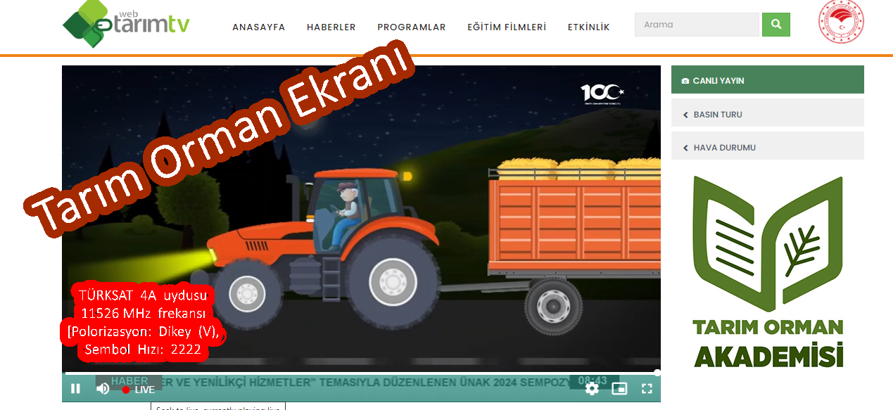 Web Tarım TV  ve  Tarım Orman Ekranı